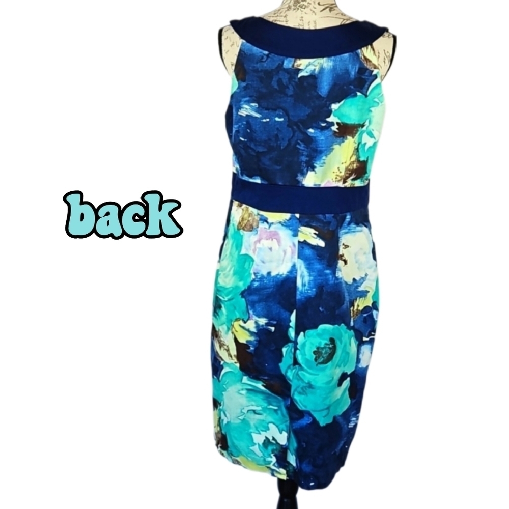 Retro Blue Floral Dress - Picture 3 of 5
